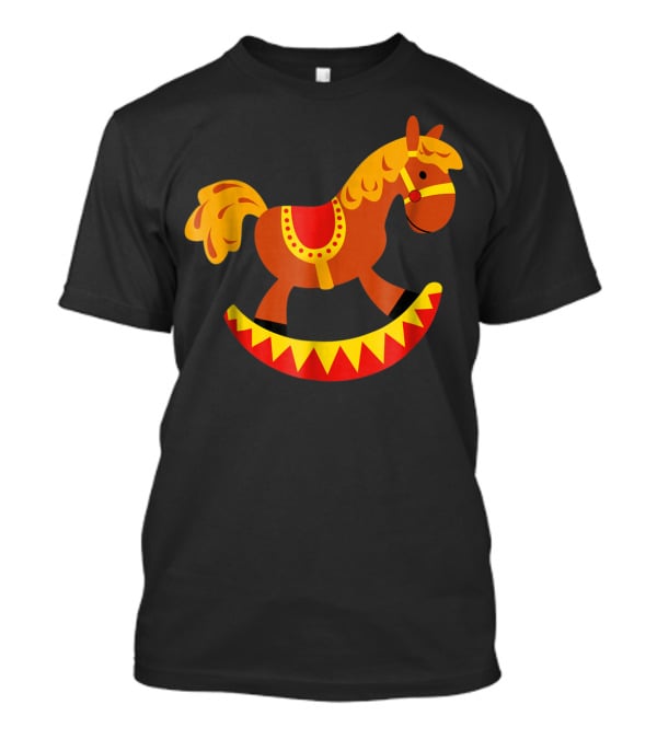 Cute Rocking Horse With Saddle Playful Red And Yellow Toy Pferd T-Shirt