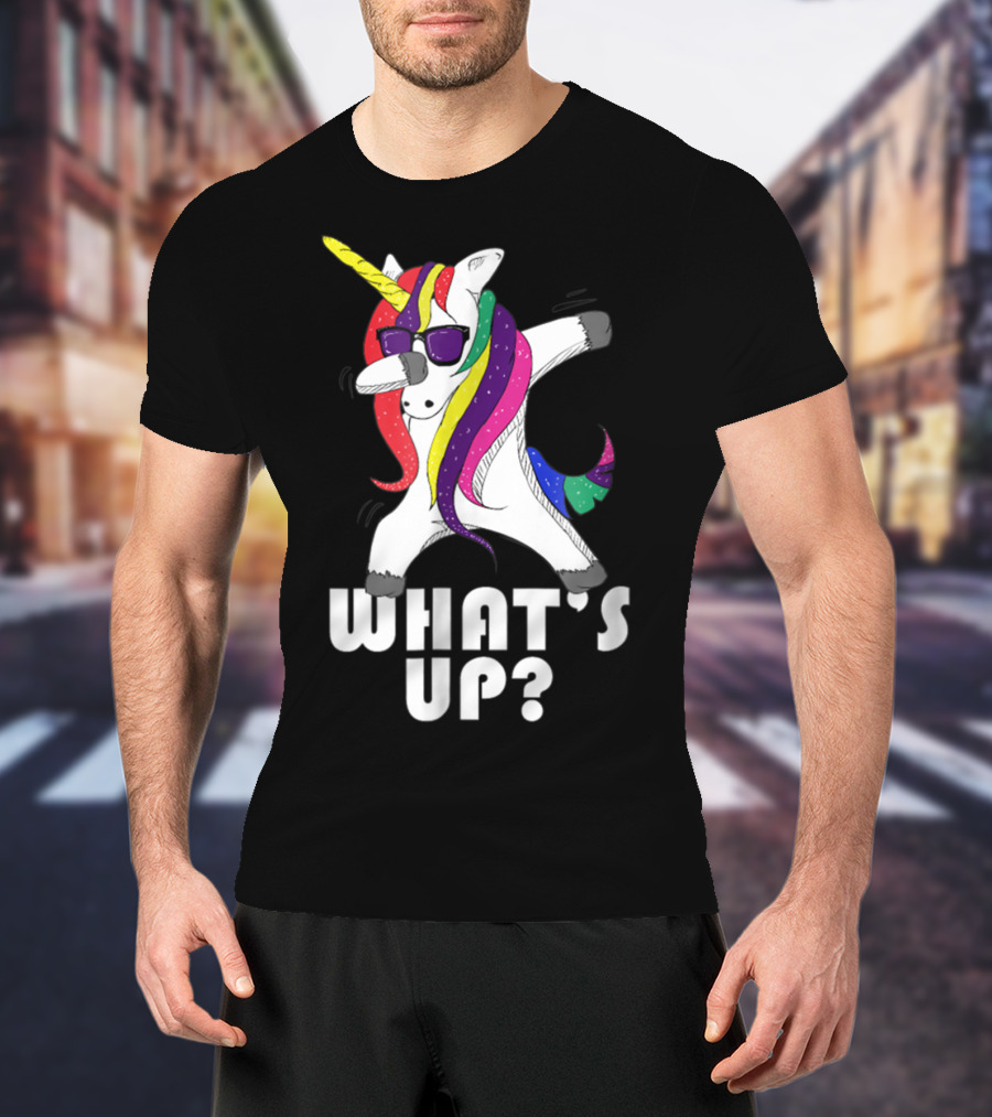 Dabbing Unicorn Rainbow Horse What's Up? T-Shirt