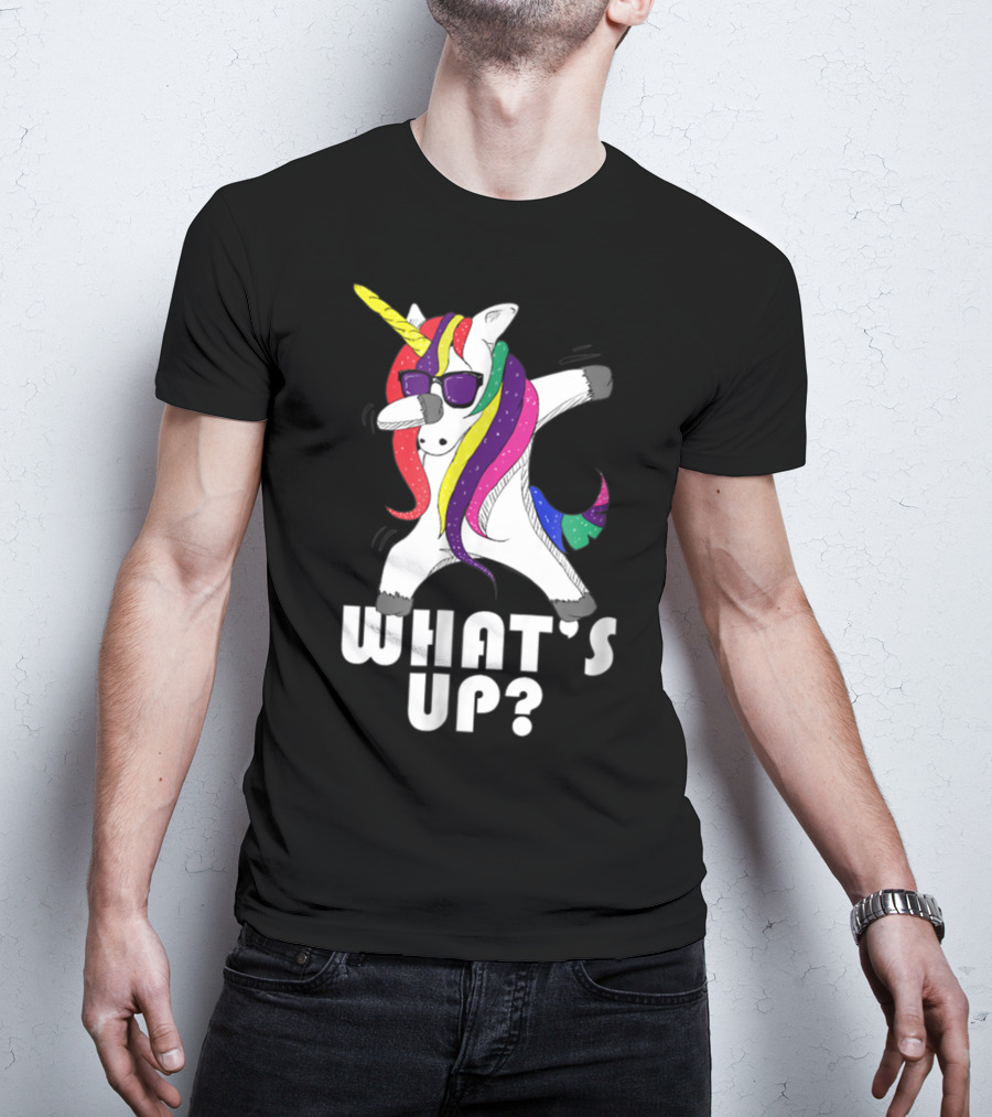 Dabbing Unicorn Rainbow Horse What's Up? T-Shirt