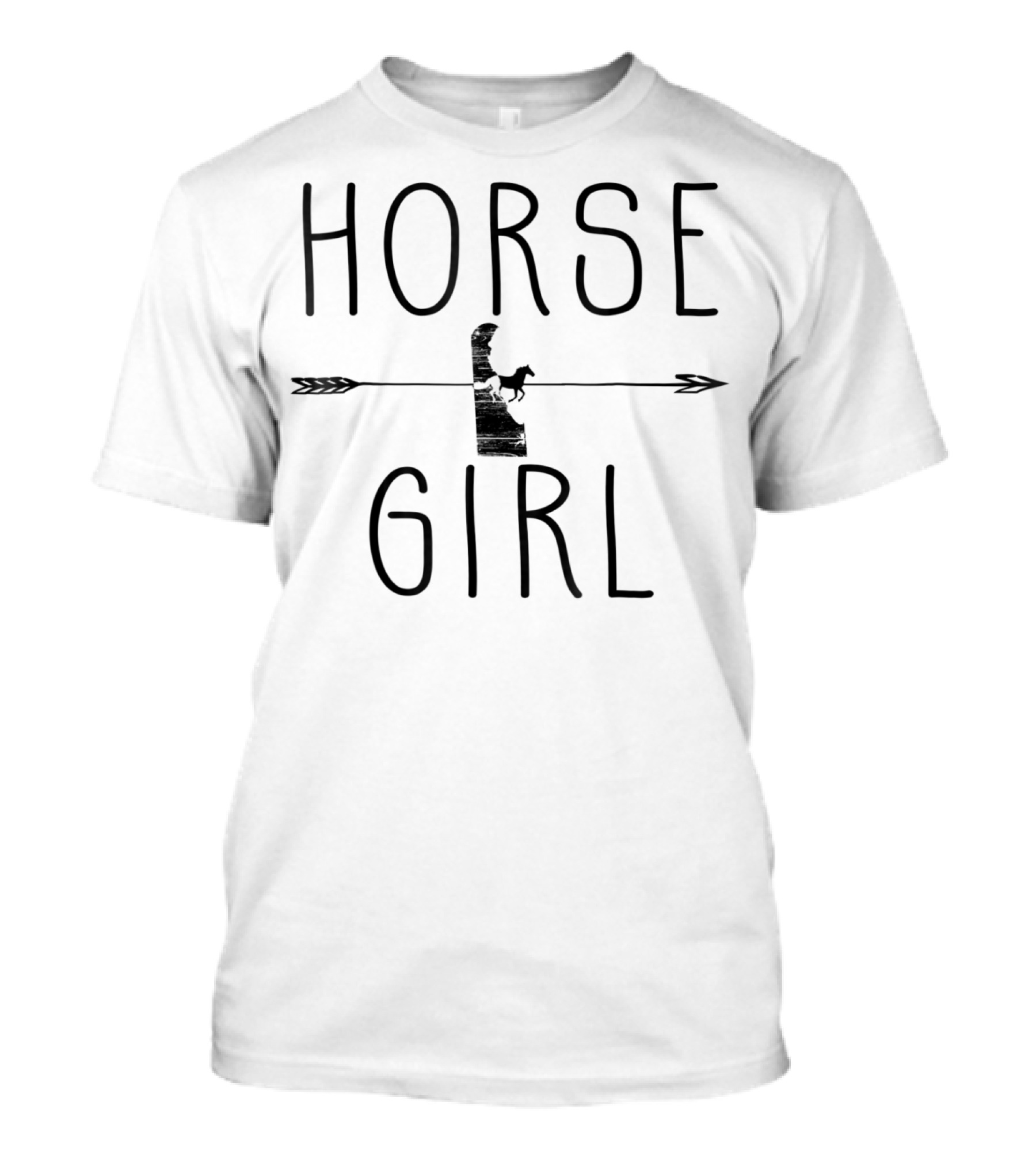 Horse Girl Delaware State Shape With Arrow And Horse T-Shirt