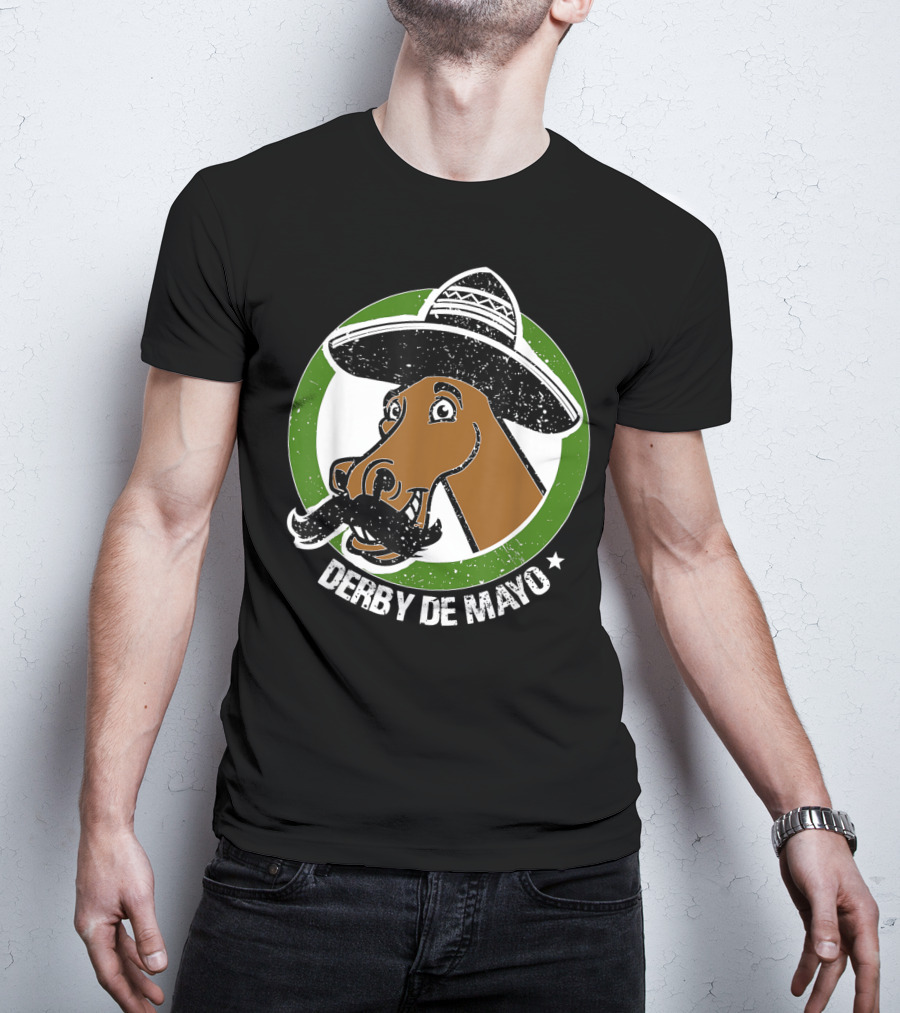 Derby De Mayo Cinco De Mayo Mustached Horse In Sombrero T-Shirt