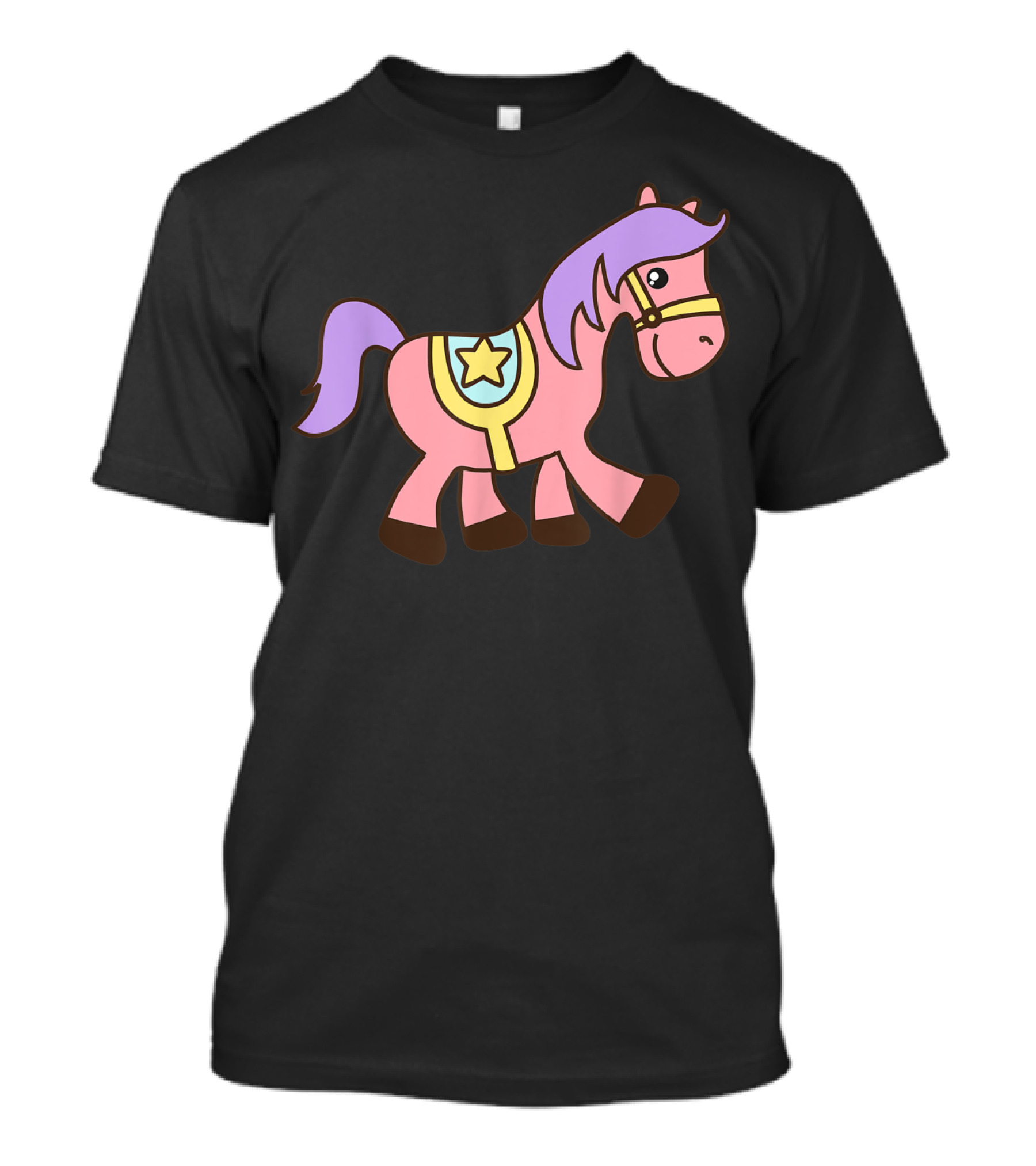 Happy Pink Pony With Purple Mane And Star Saddle T-Shirt