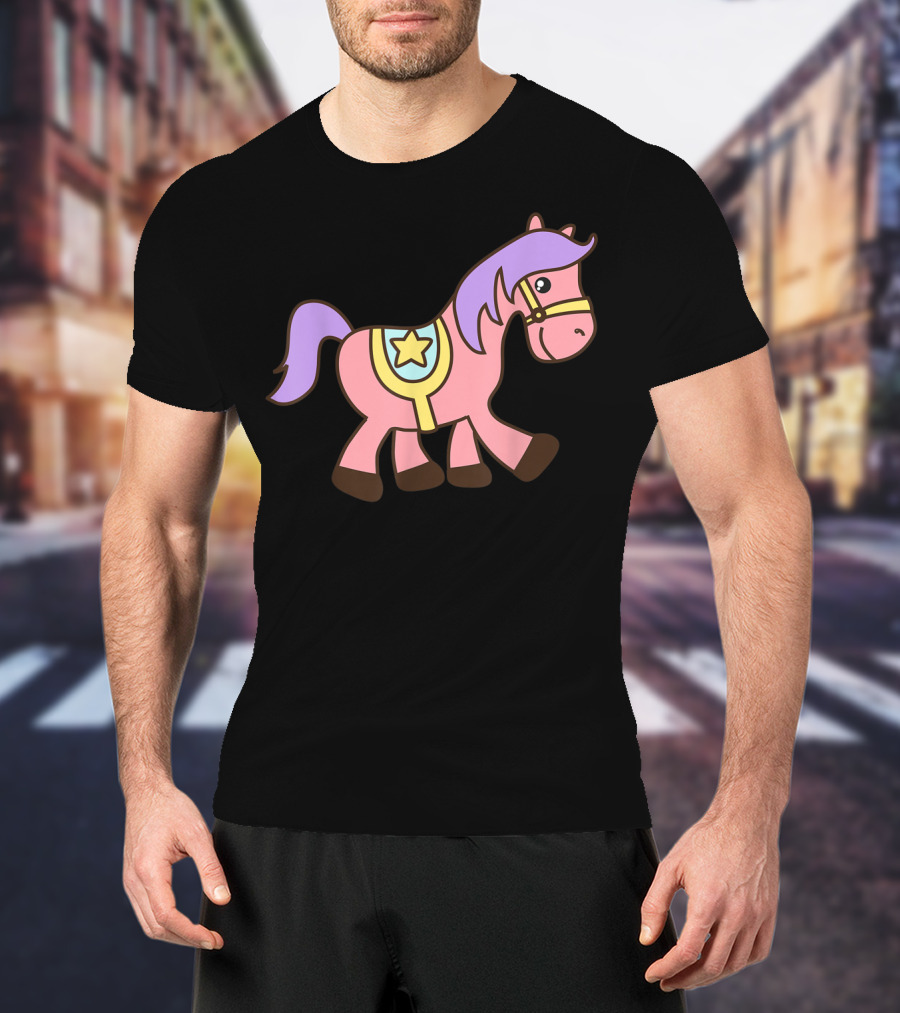 Happy Pink Pony With Purple Mane And Star Saddle T-Shirt