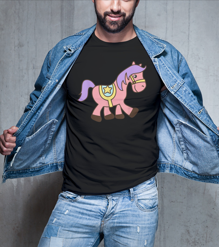 Happy Pink Pony With Purple Mane And Star Saddle T-Shirt