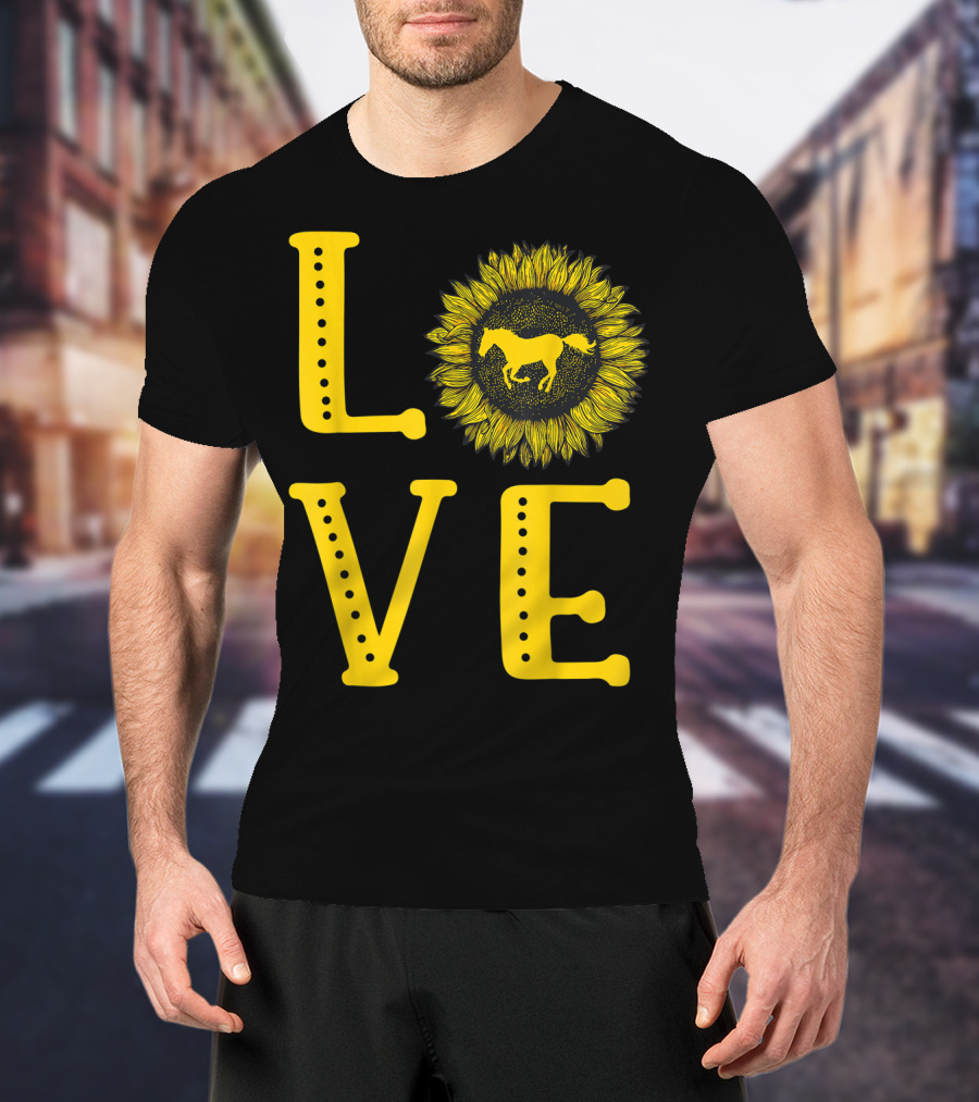 Love Sunflower Horse Lovers Cute Horse Girl T-Shirt