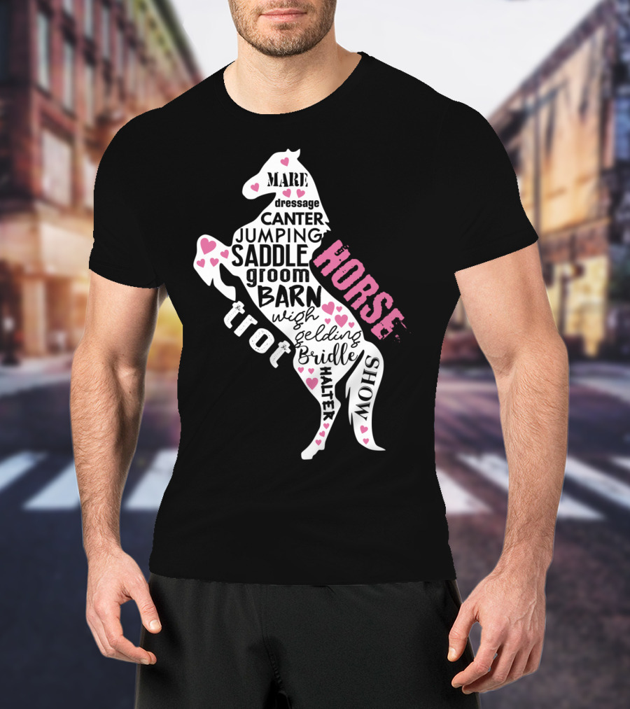Dancing Horse Riding Girls Equestrian Mare Dressage Canter Jumping Saddle Barn Horse Show T-Shirt