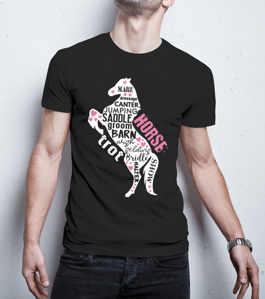 Dancing Horse Riding Girls Equestrian Mare Dressage Canter Jumping Saddle Barn Horse Show T-Shirt