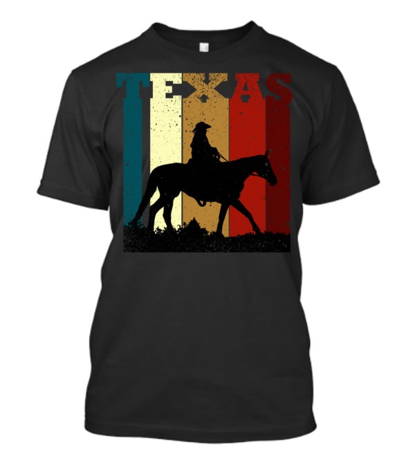 Texas Vintage Cowboy Horse Silhouette Distressed Stripes T-Shirt