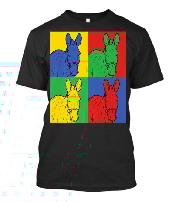 Donkey Horse Pop Art In Bold Warhol Style Quadrants T-Shirt