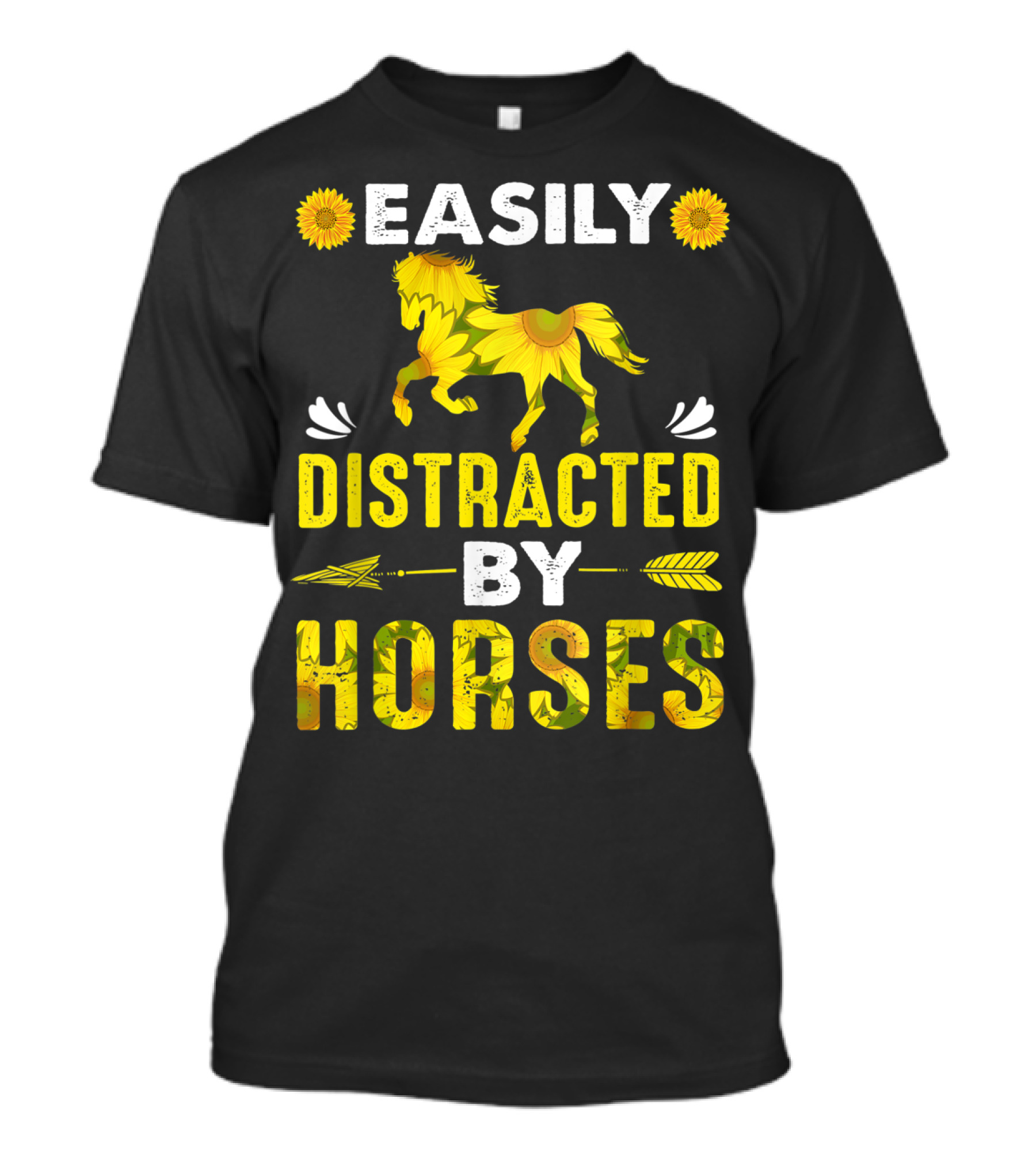 Easily Distracted By Horses Sunflower Horse T-Shirt