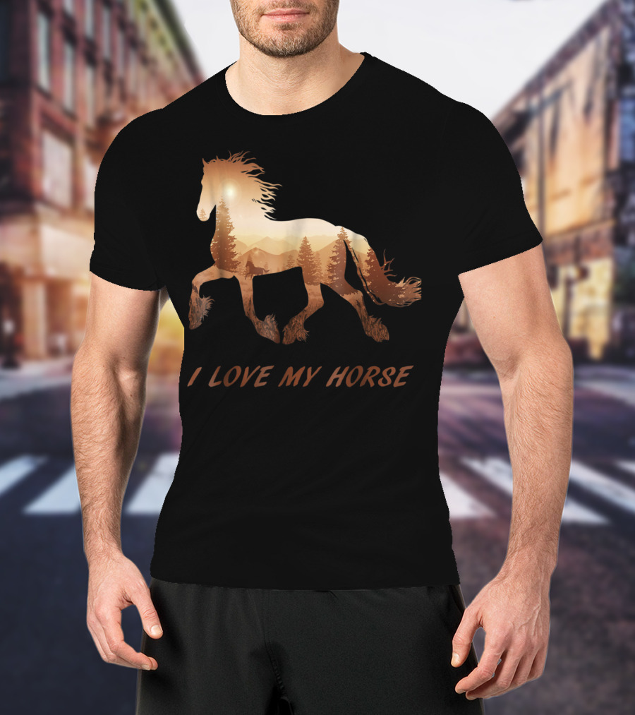 I Love My Horse Riding Sunset T-Shirt