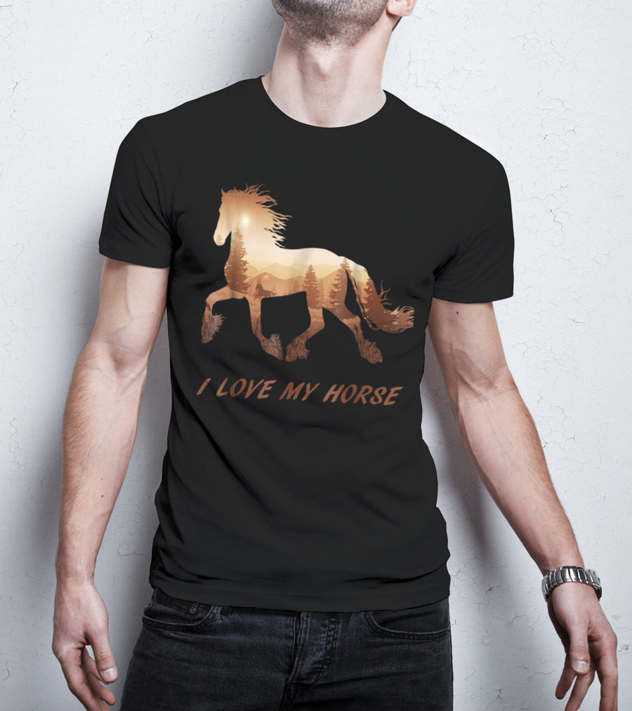 I Love My Horse Riding Sunset T-Shirt