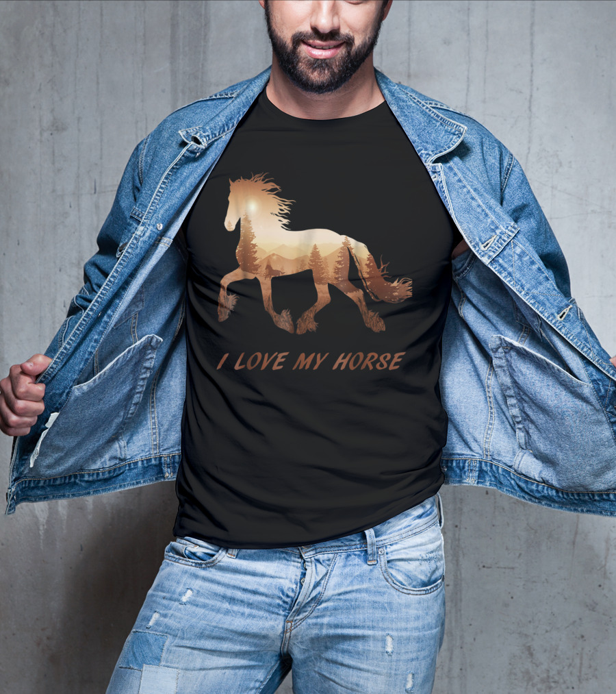 I Love My Horse Riding Sunset T-Shirt