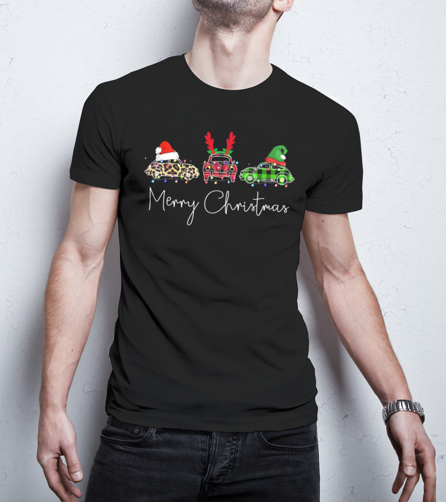 Beetle Classic Merry Christmas Santa Lights Funny Beeble T-Shirt