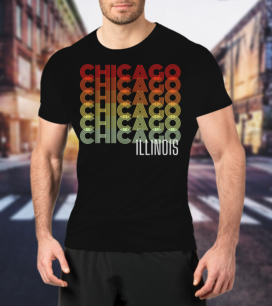 Chicago Illinois Gradient Text Classic ZB T-Shirt