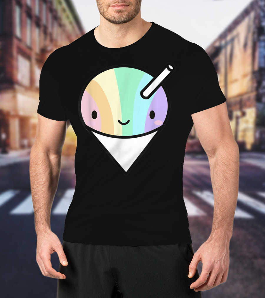 Kawaii Rainbow Shaved Ice Hawaiian Shave Ice Cute Smile Cone T-Shirt