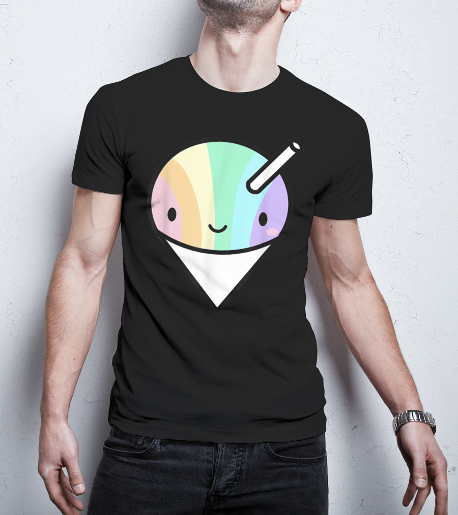 Kawaii Rainbow Shaved Ice Hawaiian Shave Ice Cute Smile Cone T-Shirt