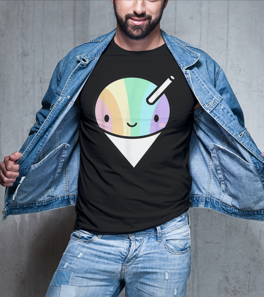 Kawaii Rainbow Shaved Ice Hawaiian Shave Ice Cute Smile Cone T-Shirt