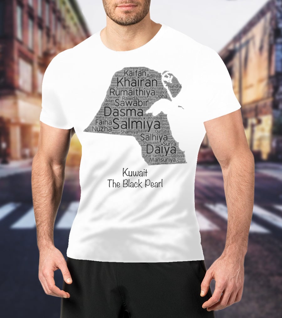 Kuwait's Outline Cities Including Salmiya Daiya The Black Pearl T-Shirt