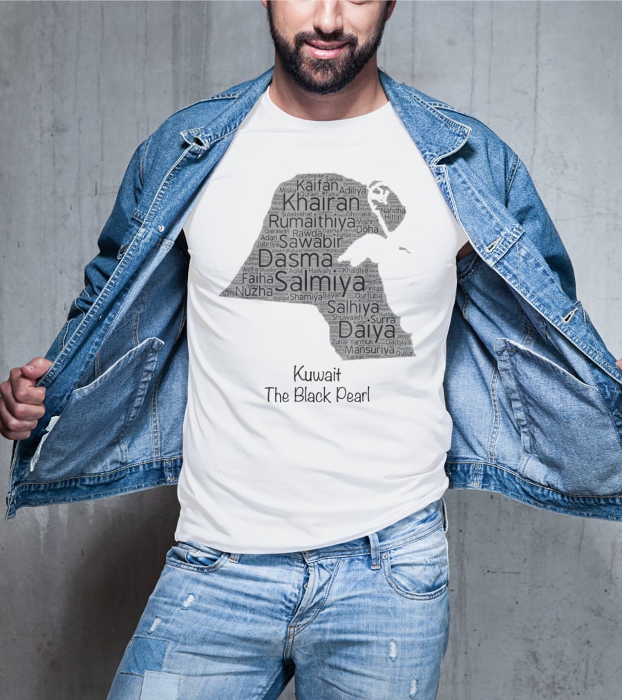 Kuwait's Outline Cities Including Salmiya Daiya The Black Pearl T-Shirt