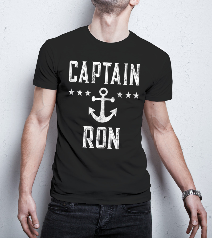 Captain Ron Vintage Anchor Star Design Mens Family Cruise Lake T-Shirt