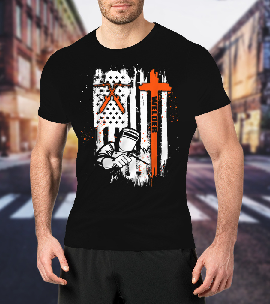 Welder American Flag USA Crossed Tools Patriotic T-Shirt
