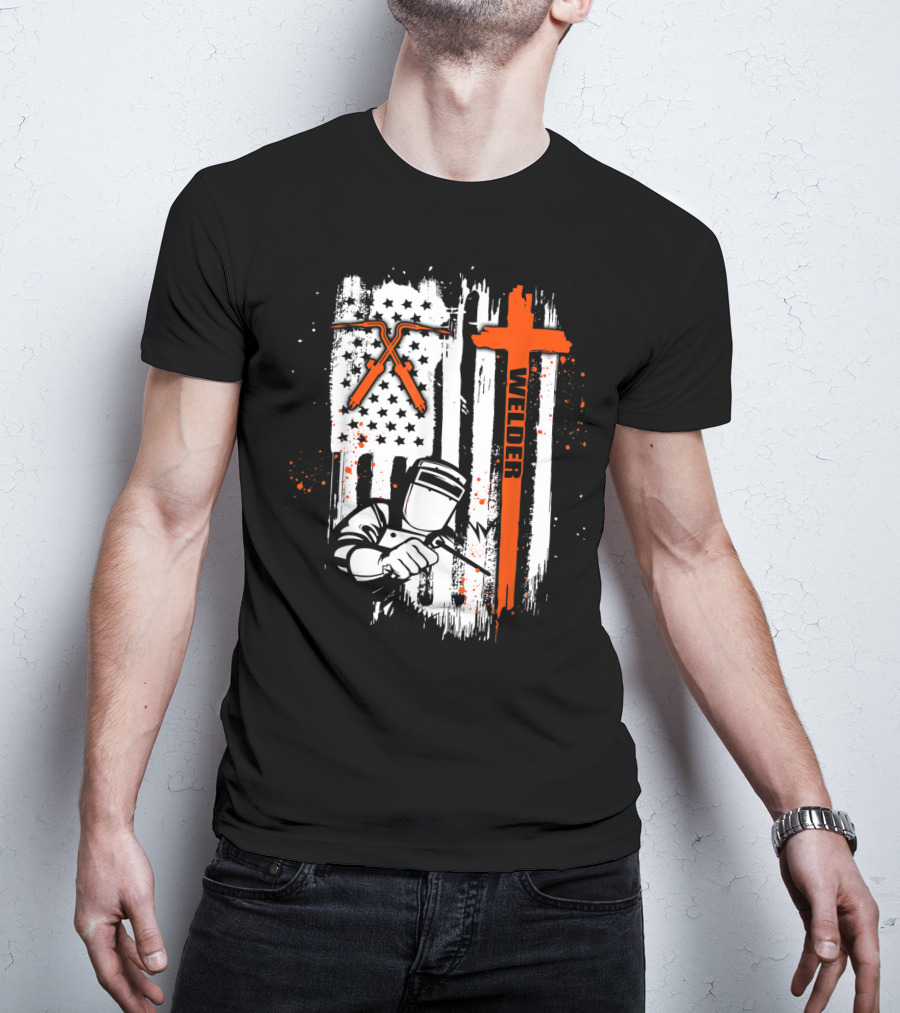 Welder American Flag USA Crossed Tools Patriotic T-Shirt