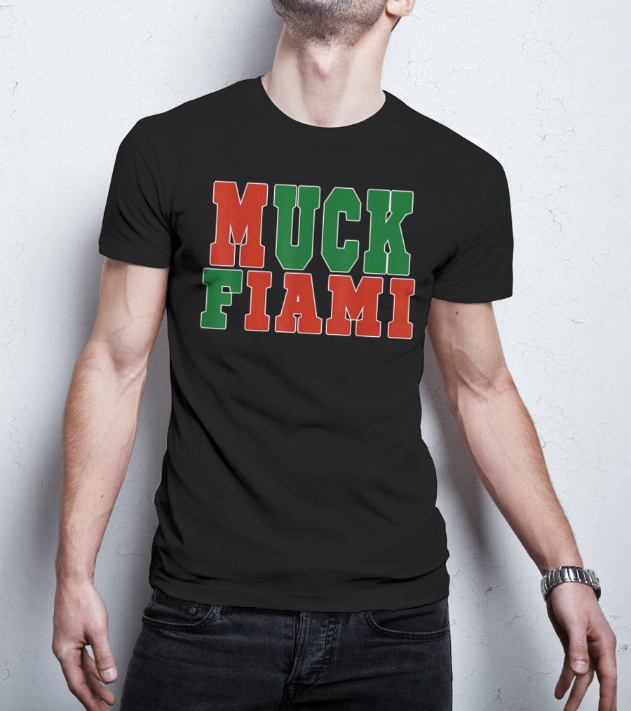 Muck Fiami Funny Miami Hater Red Green Block Letters T-Shirt