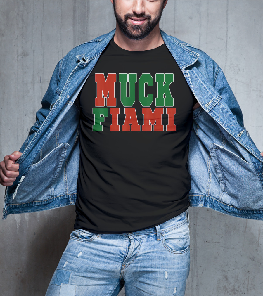 Muck Fiami Funny Miami Hater Red Green Block Letters T-Shirt