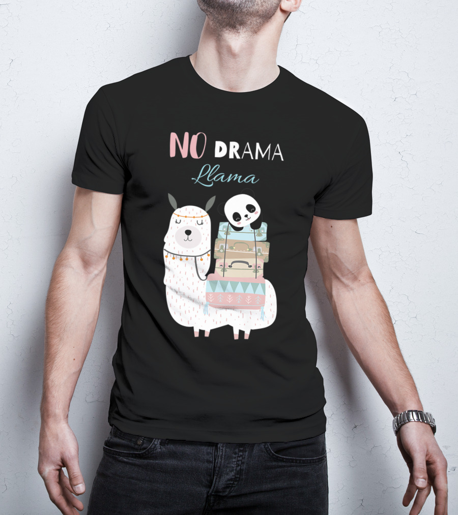 No Drama Llama Cute Panda On Llama With Suitcases T-Shirt