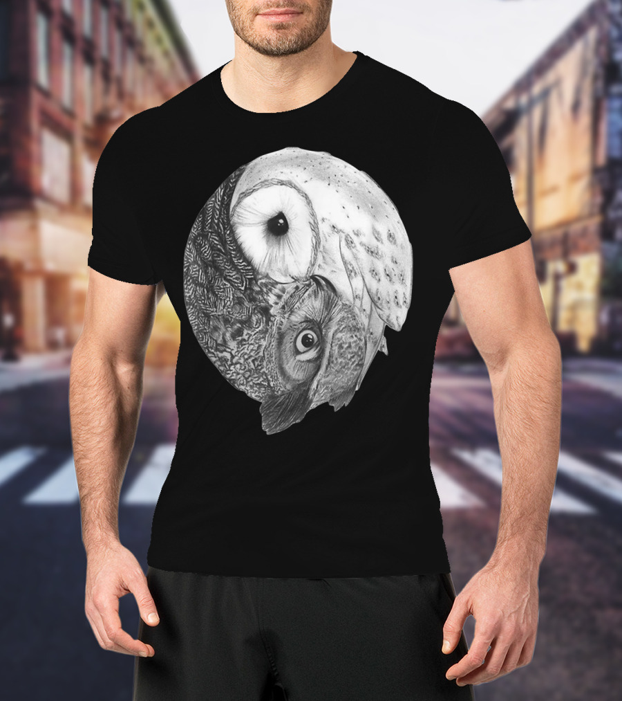 Snowy Owl Barn Owl Yin Yang T-Shirt