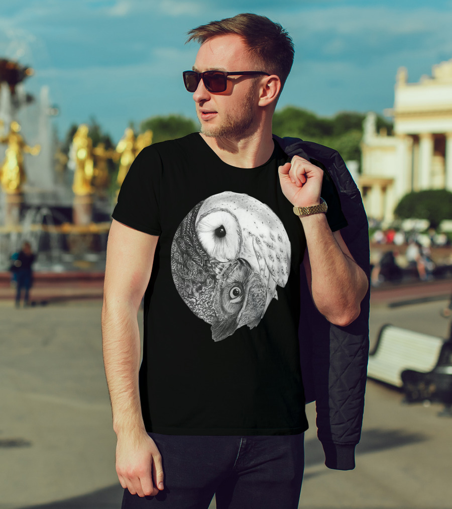 Snowy Owl Barn Owl Yin Yang T-Shirt
