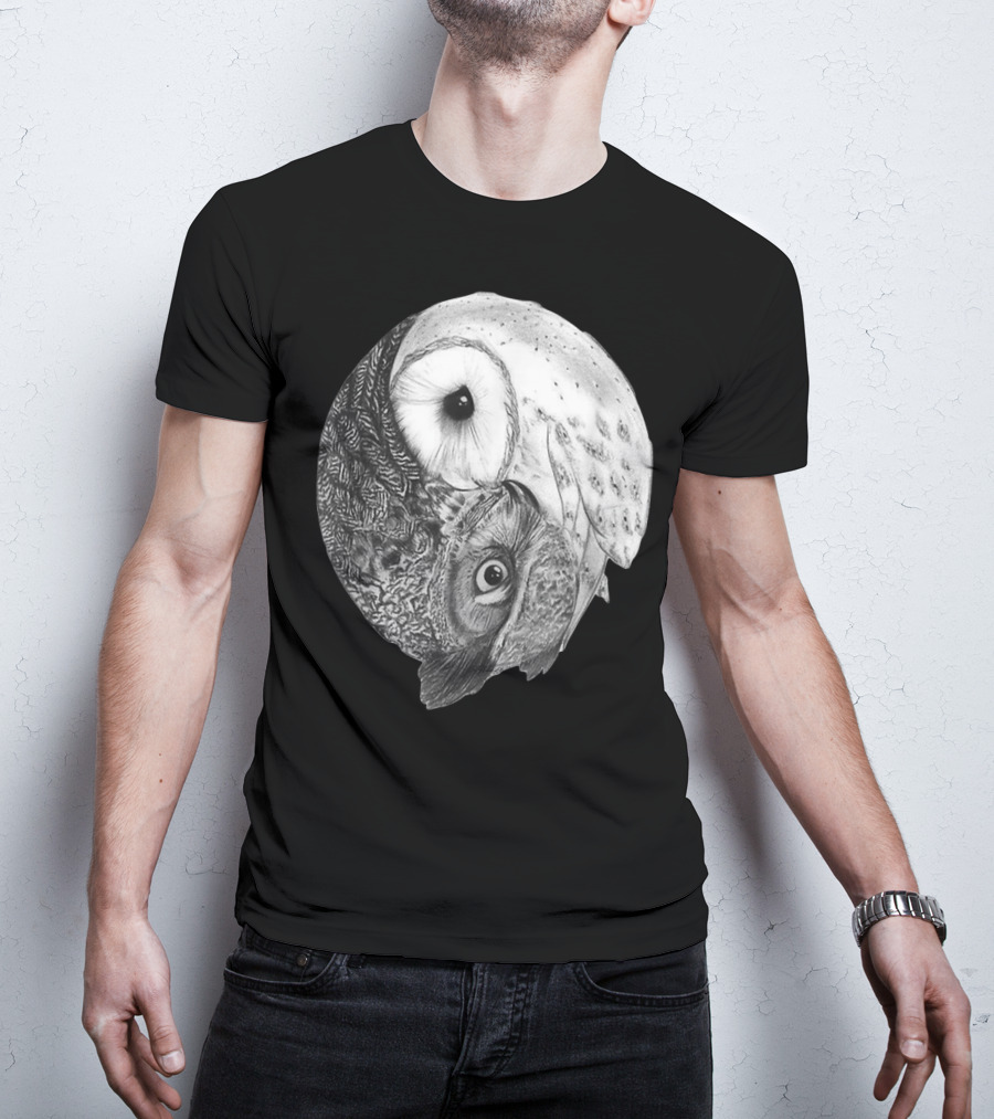 Snowy Owl Barn Owl Yin Yang T-Shirt