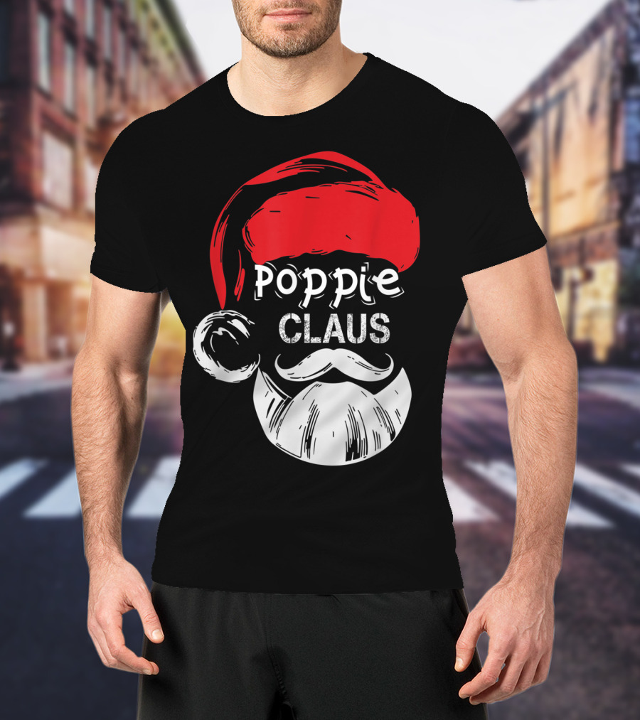 Poppie Claus Santa Hat Christmas Grandpa T-Shirt
