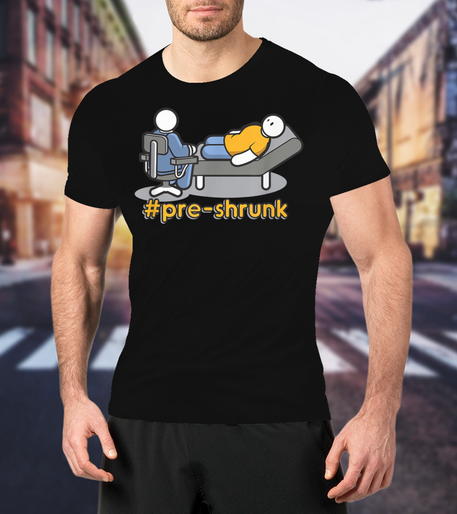 Pre-Shrunk Couch Therapy Icon With Casual Stick Figures T-Shirt