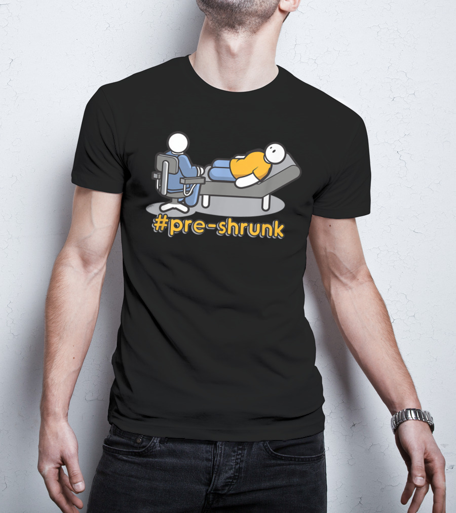 Pre-Shrunk Couch Therapy Icon With Casual Stick Figures T-Shirt