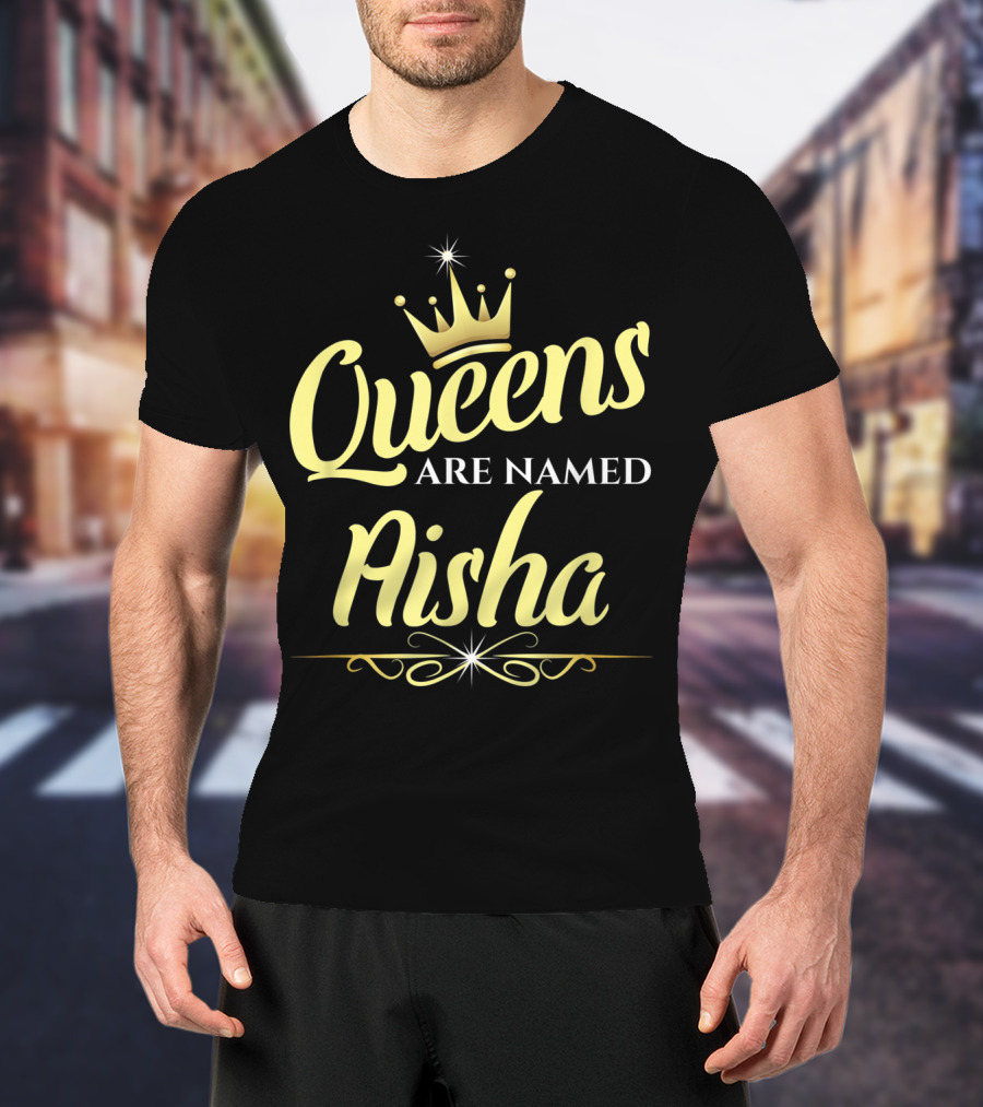 Queens Are Named Aisha Bold Crown Motif T-Shirt