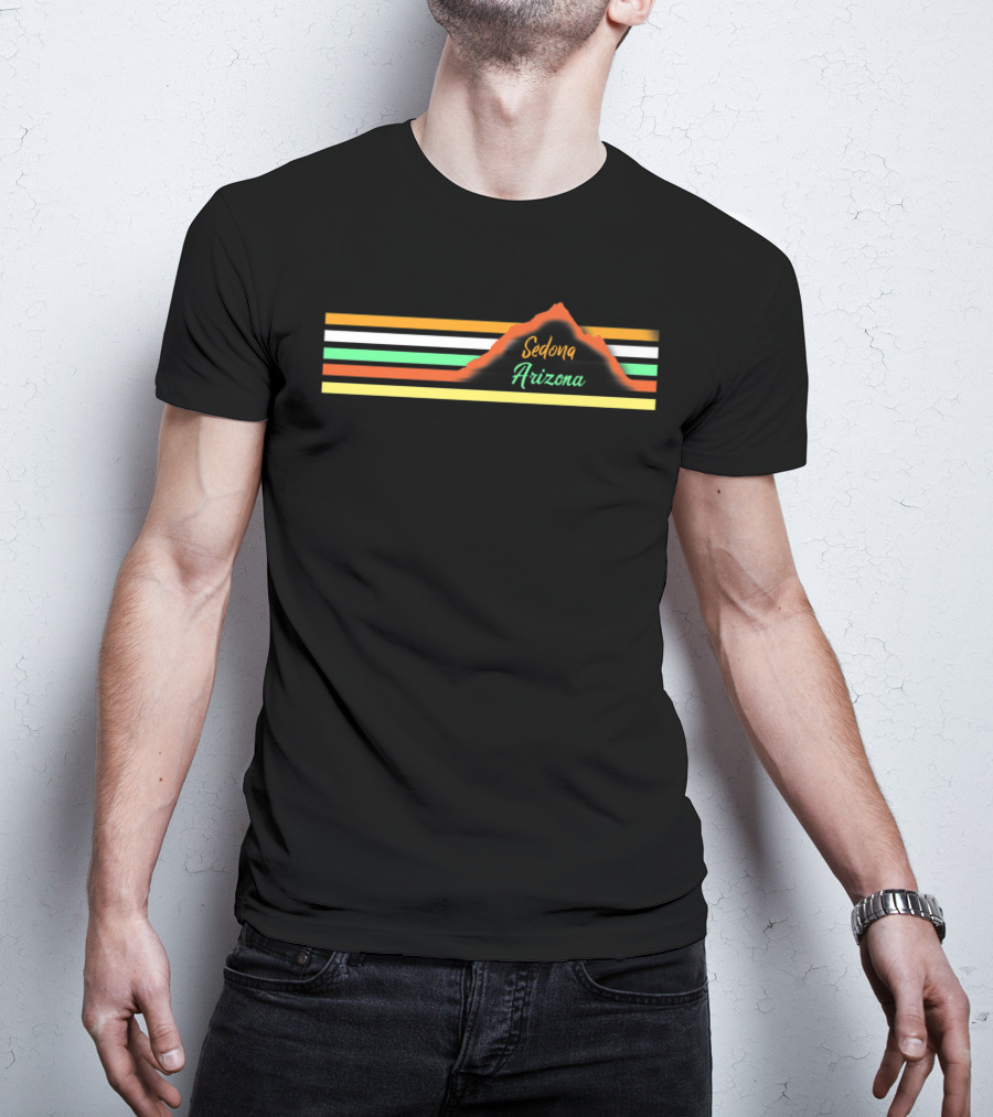Sedona Arizona Retro Red Rocks Family Vacation Vintage Stripes T-Shirt