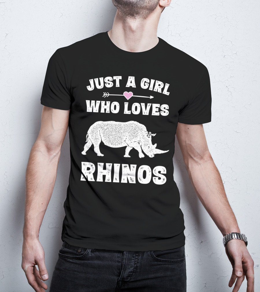 Just A Girl Who Loves Rhinos Retro Vintage Rhinoceros T-Shirt