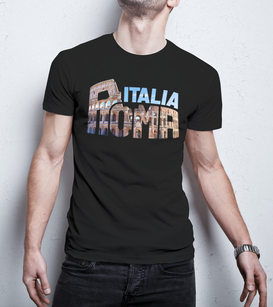 Italia Roma Colosseum Typography T-Shirt