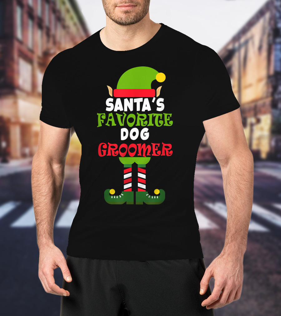 Santa's Favorite Dog Groomer Elf Costume T-Shirt