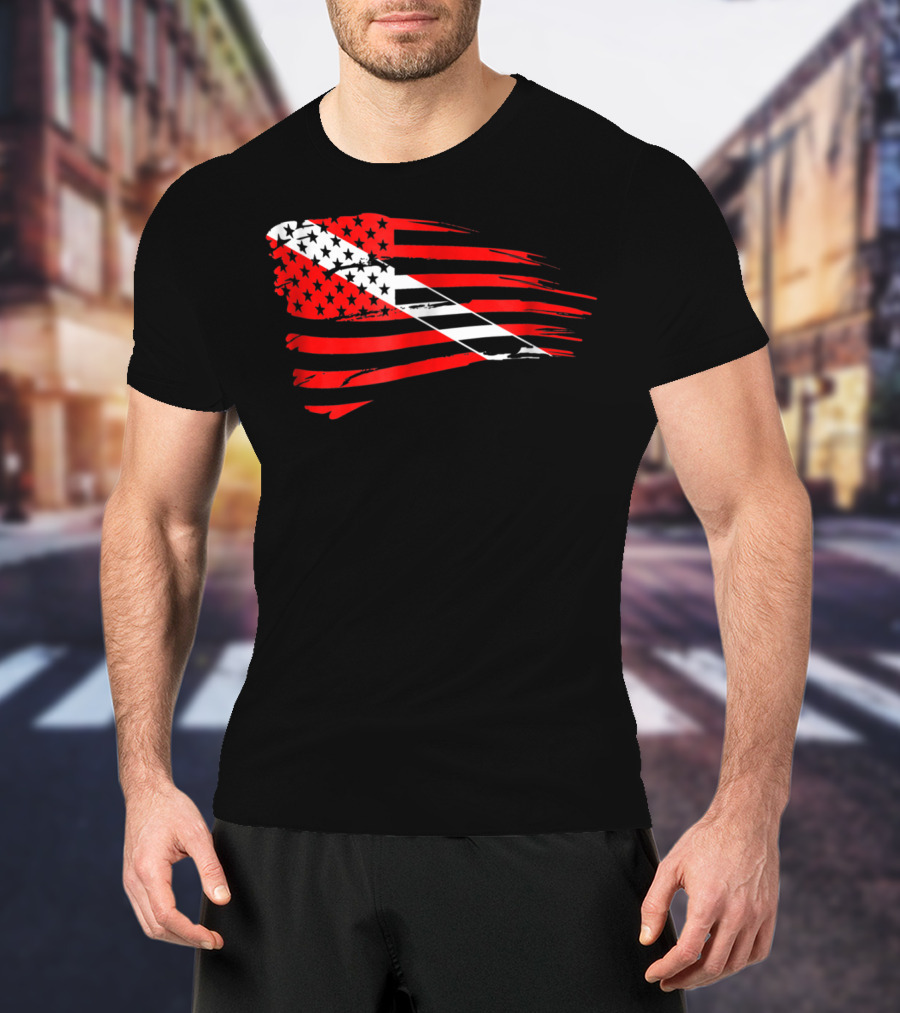 American Flag Scuba Diving Dive Flag Patriotic T-Shirt