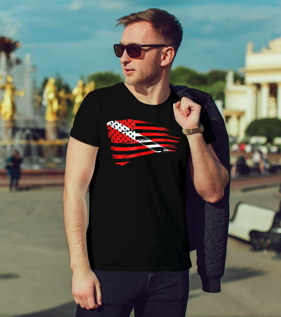 American Flag Scuba Diving Dive Flag Patriotic T-Shirt