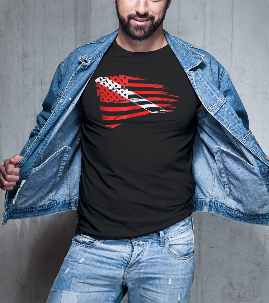 American Flag Scuba Diving Dive Flag Patriotic T-Shirt