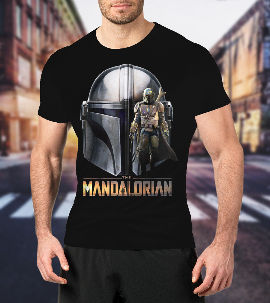 Star Wars The Mandalorian Helmet And Bounty Hunter Armor T-Shirt