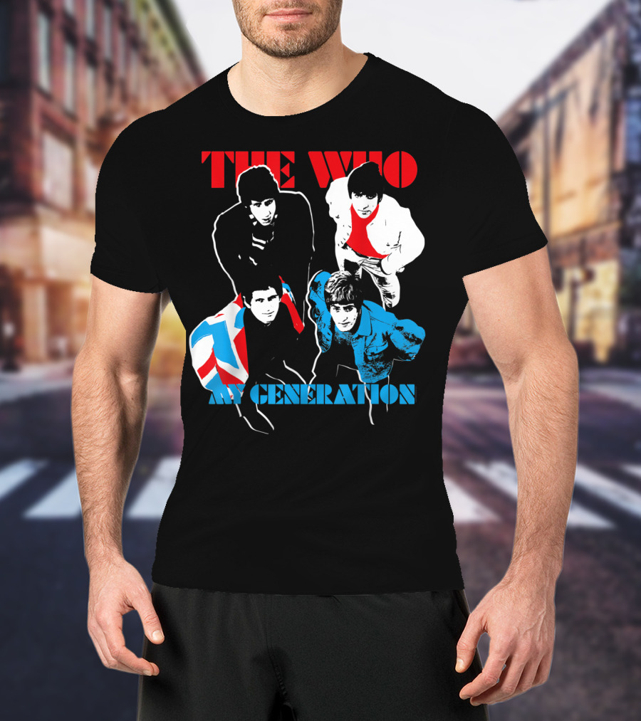 The Who My Generation Band Members With Union Jack Flag T-Shirt