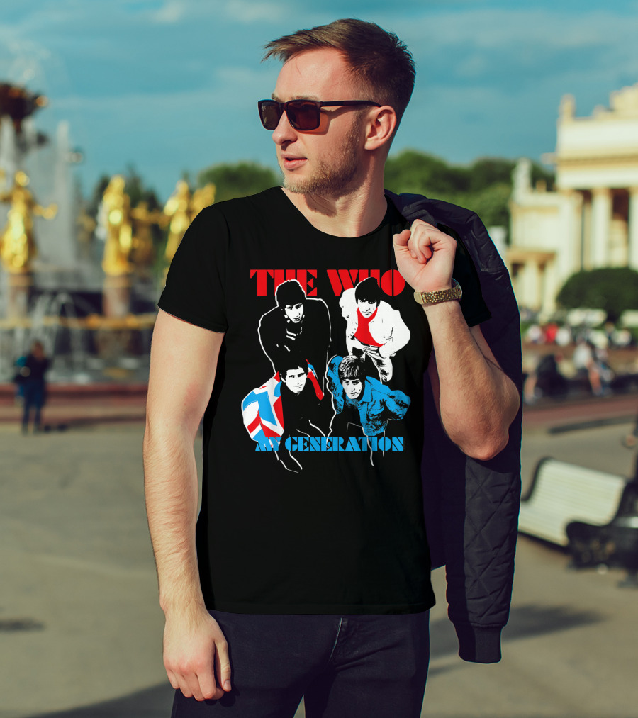 The Who My Generation Band Members With Union Jack Flag T-Shirt