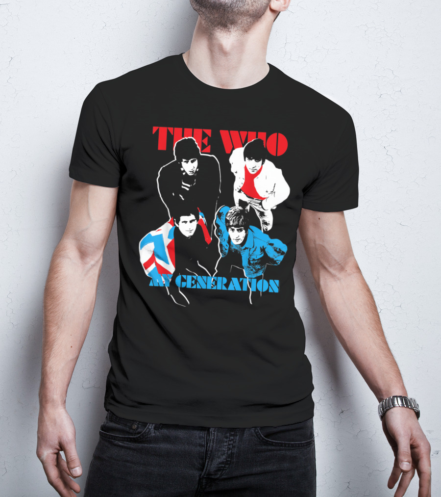 The Who My Generation Band Members With Union Jack Flag T-Shirt