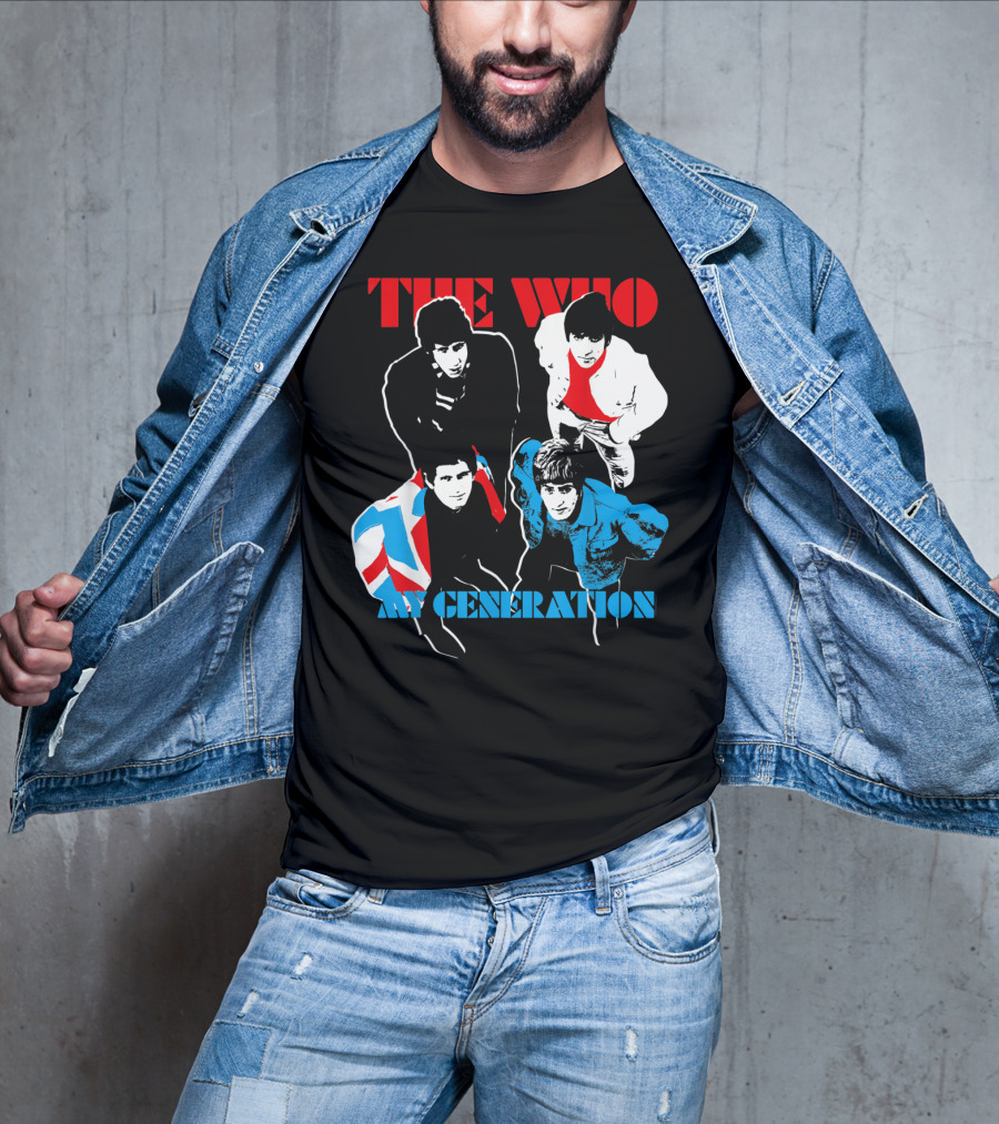 The Who My Generation Band Members With Union Jack Flag T-Shirt