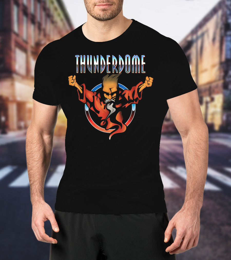 Thunderdome Navy And Inferno Fist Raised Character T-Shirt